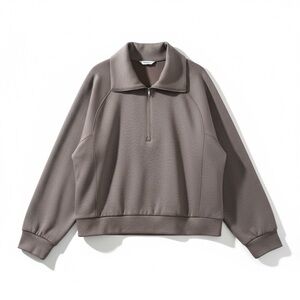 SPANX Taupe Half-Zip Sweater